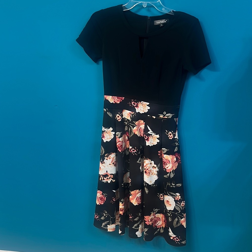 Black Midi Floral Dress